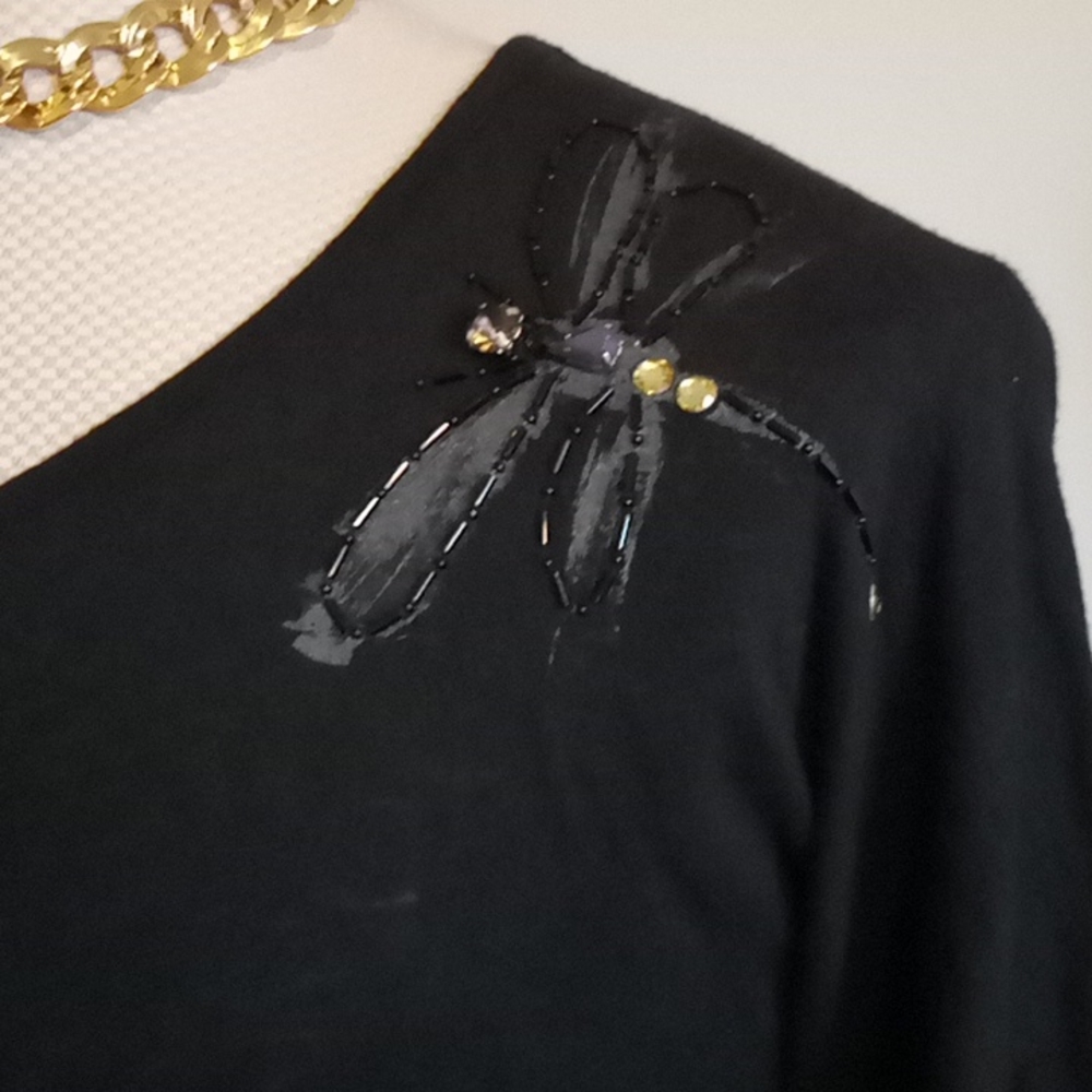 Lane Bryant Women's Black Layering Top Size 22/24 Sequin Bling Artsy Comfy - Picture 5 of 8